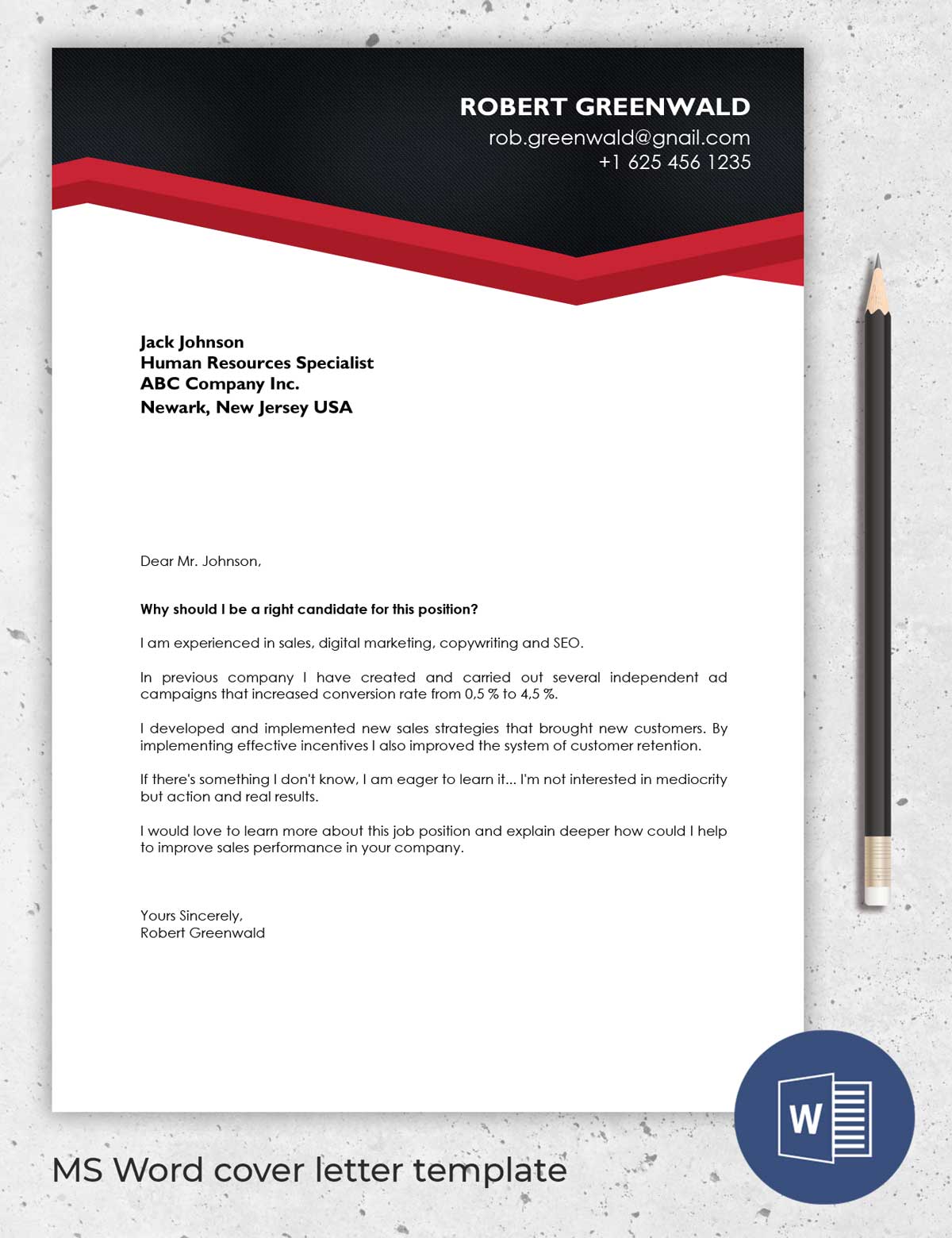 attractive cover letter template to fill in