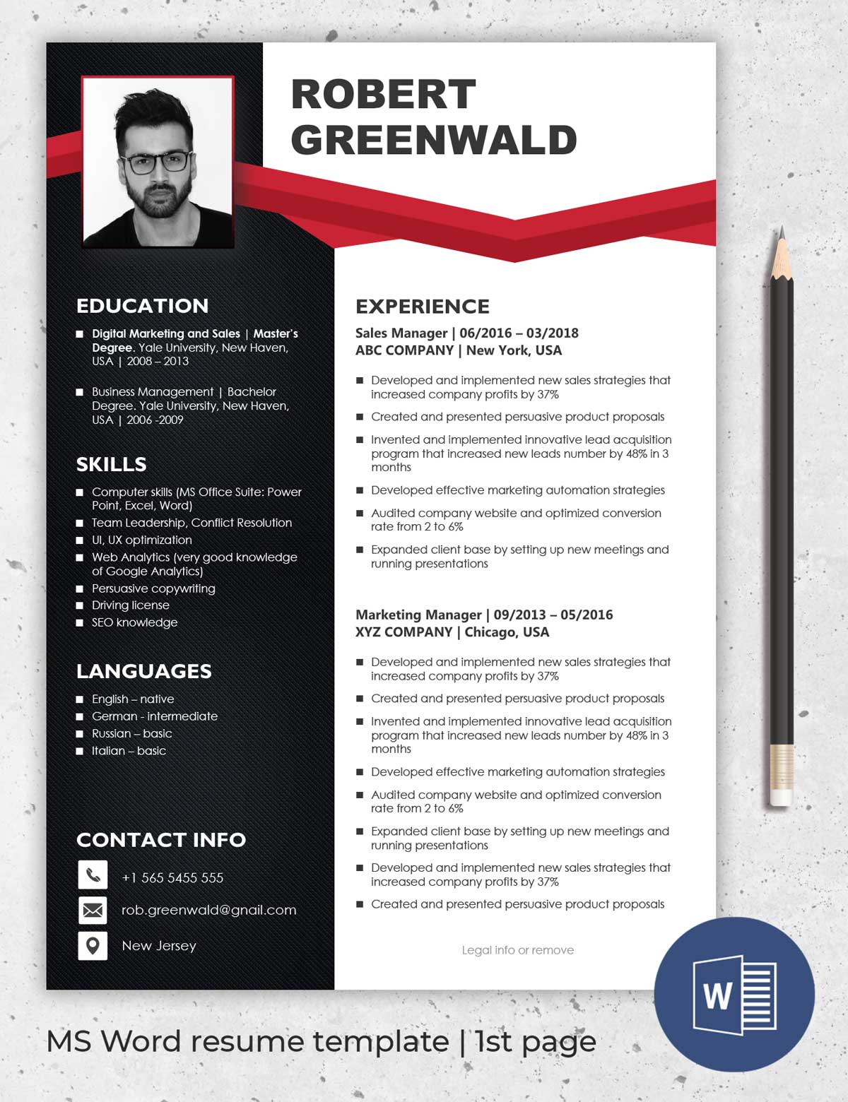 attractive resume template word format
